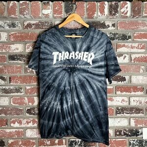 Thrasher Dark Blue and White Spiral Short Sleeve Tee